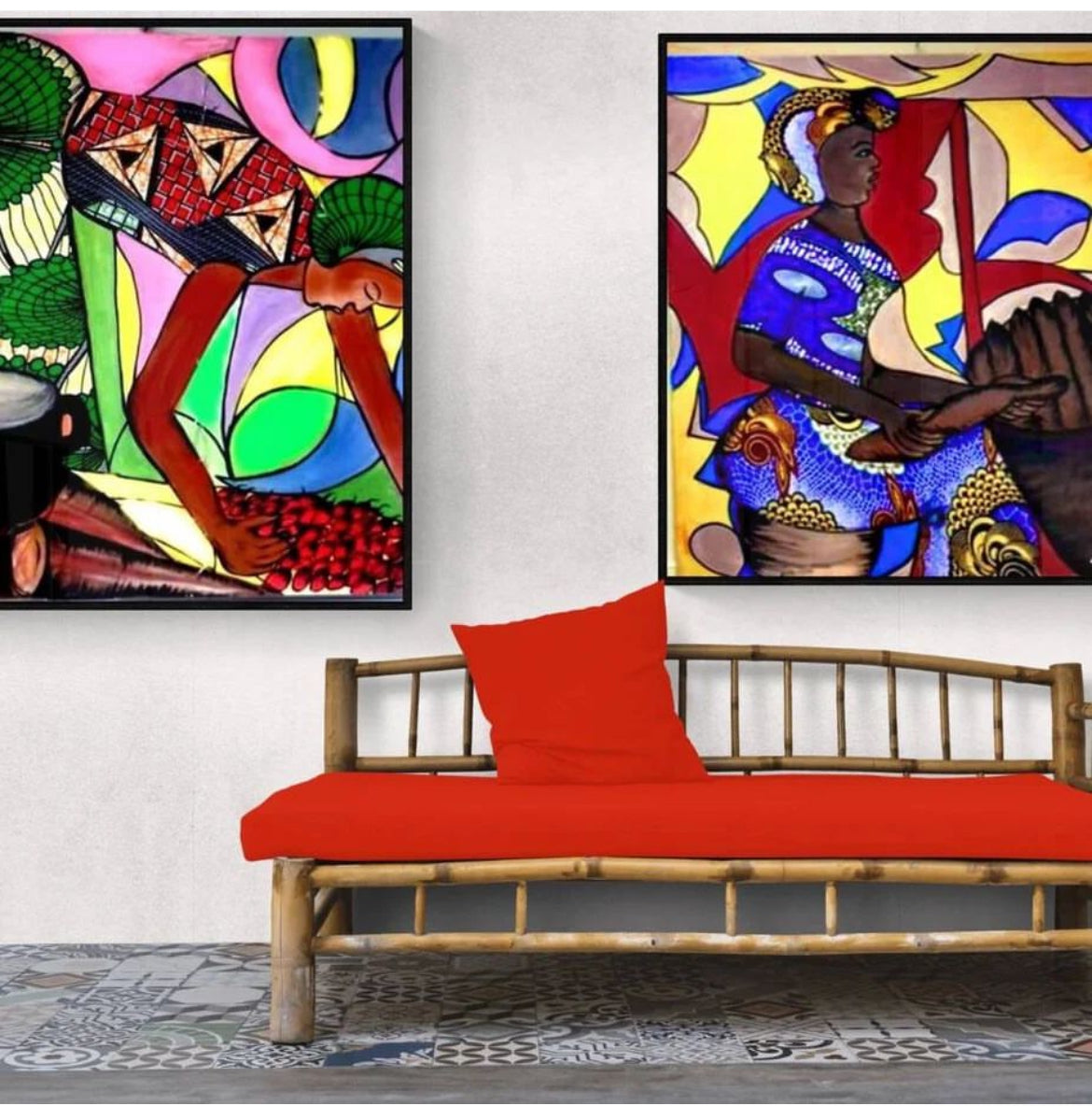 Grand Tableaux Africains acryliques  sur toiles