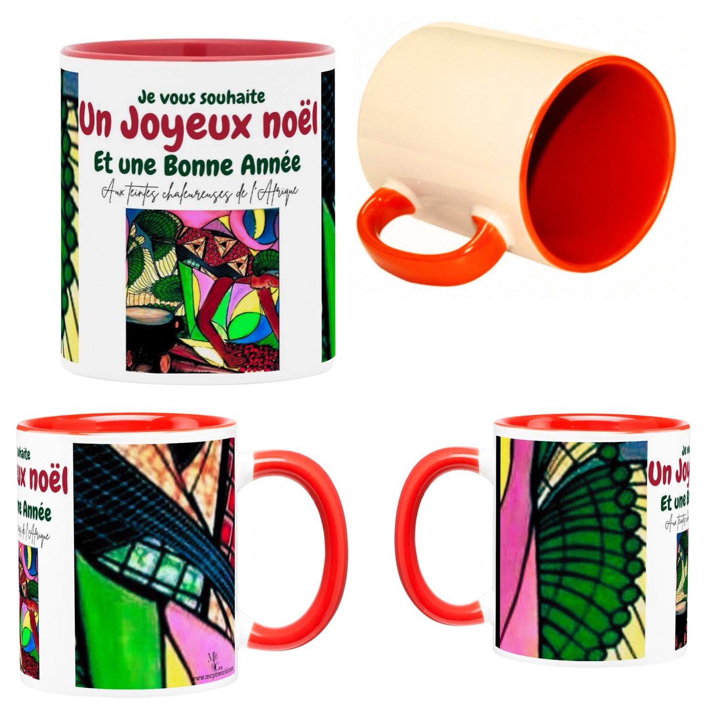 MUGS/ IMAGES TABLEAUX / MUGS COLORÉS SUBLIMÉS  JOYEUX NOËL ET BONNE ANNÉE/ entièrement personnalisables