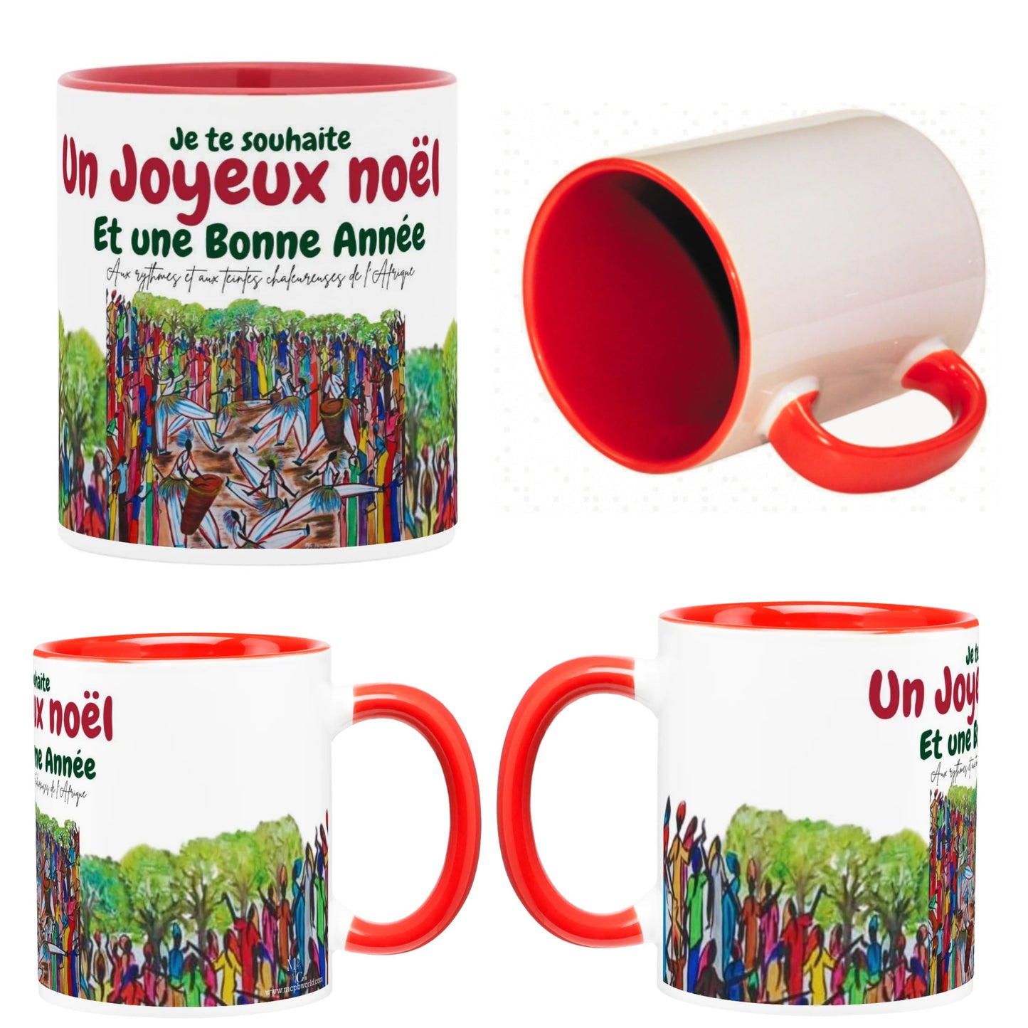 MUGS/ IMAGES TABLEAUX / MUGS COLORÉS SUBLIMÉS  JOYEUX NOËL ET BONNE ANNÉE/ entièrement personnalisables