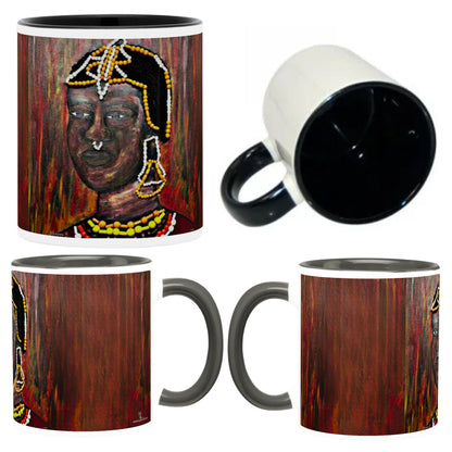 MUGS COLORÉS, SUBLIMÉS entièrement personnalisables  tableaux Africain " Massaï"