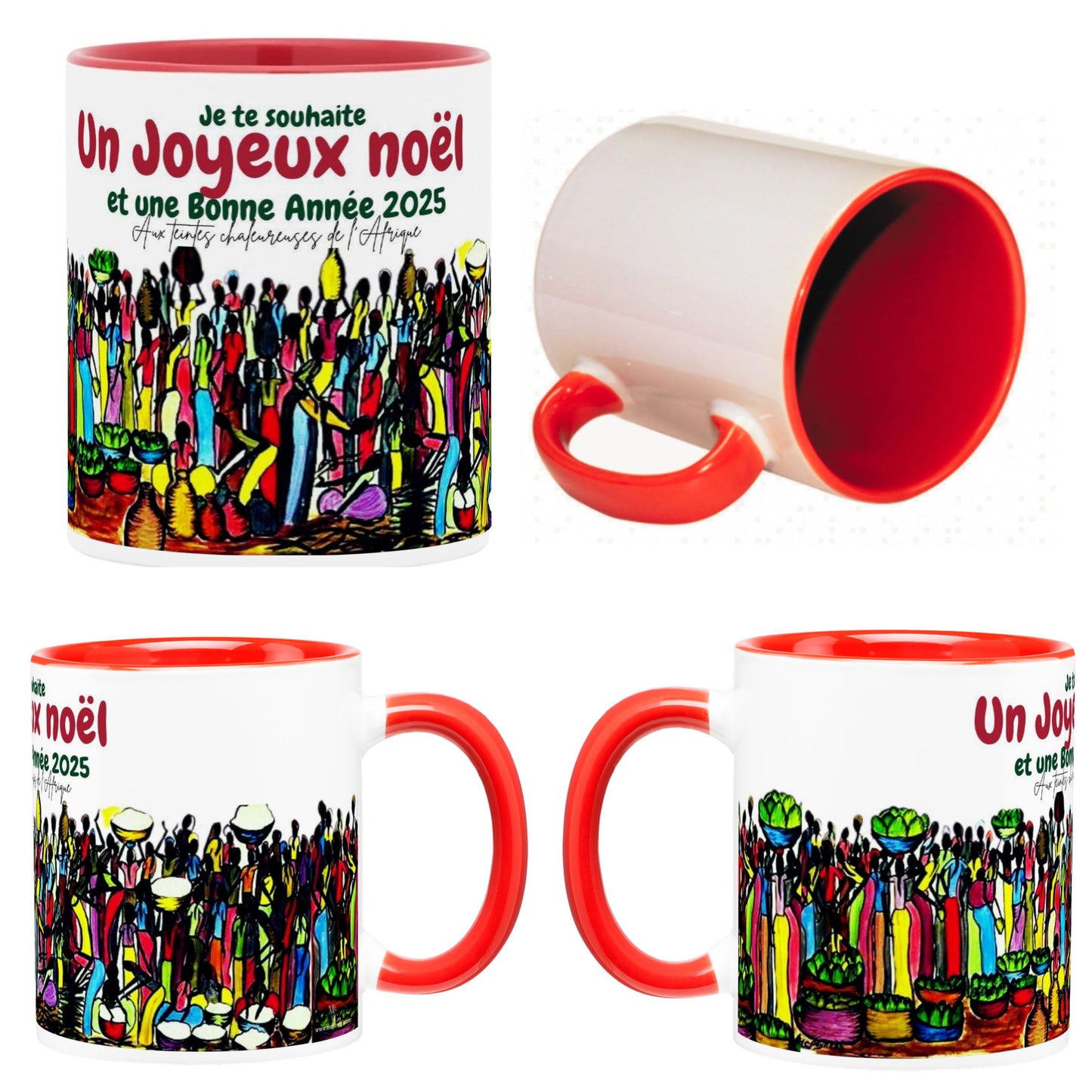 MUGS/ IMAGES TABLEAUX / MUGS COLORÉS SUBLIMÉS  JOYEUX NOËL ET BONNE ANNÉE/ entièrement personnalisables