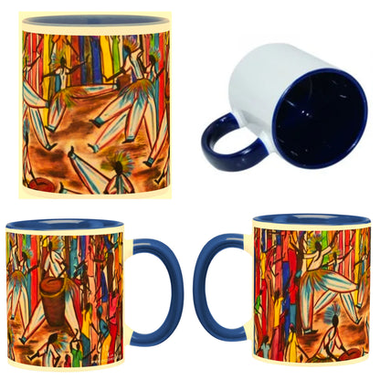 MUGS COLORÉS, SUBLIMÉS entièrement personnalisables, tableaux Africain "LE BALLET"