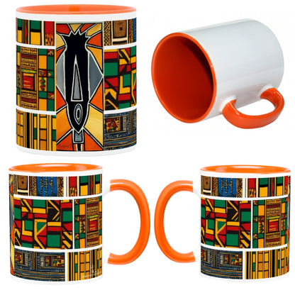 MUGS COLORÉS, SUBLIMÉS entièrement personnalisables  tableaux Africain "LE MASQUE"